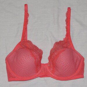 Natori 30D Bra Beyond Contour Underwire Back Closure 722286 Coral Mesh Lace